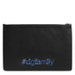 Black Leather #DGFAMILY Embellished Men Clutch Pouch Bag