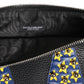 Black Leather #DGFAMILY Embellished Men Clutch Pouch Bag