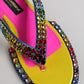Multicolor Rhinestone Flip Flop Flat Sandals Shoes