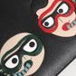 Black Leather #DGFAMILY Embellished Men Clutch Pouch Bag