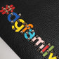 Black Leather #DGFAMILY Embellished Men Clutch Pouch Bag