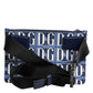 Blue White Leather D&G Logo Plaque Crossbody Borse Bag