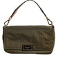 Dark Green Nylon Logo Plaque Shoulder Strap Borse Bag