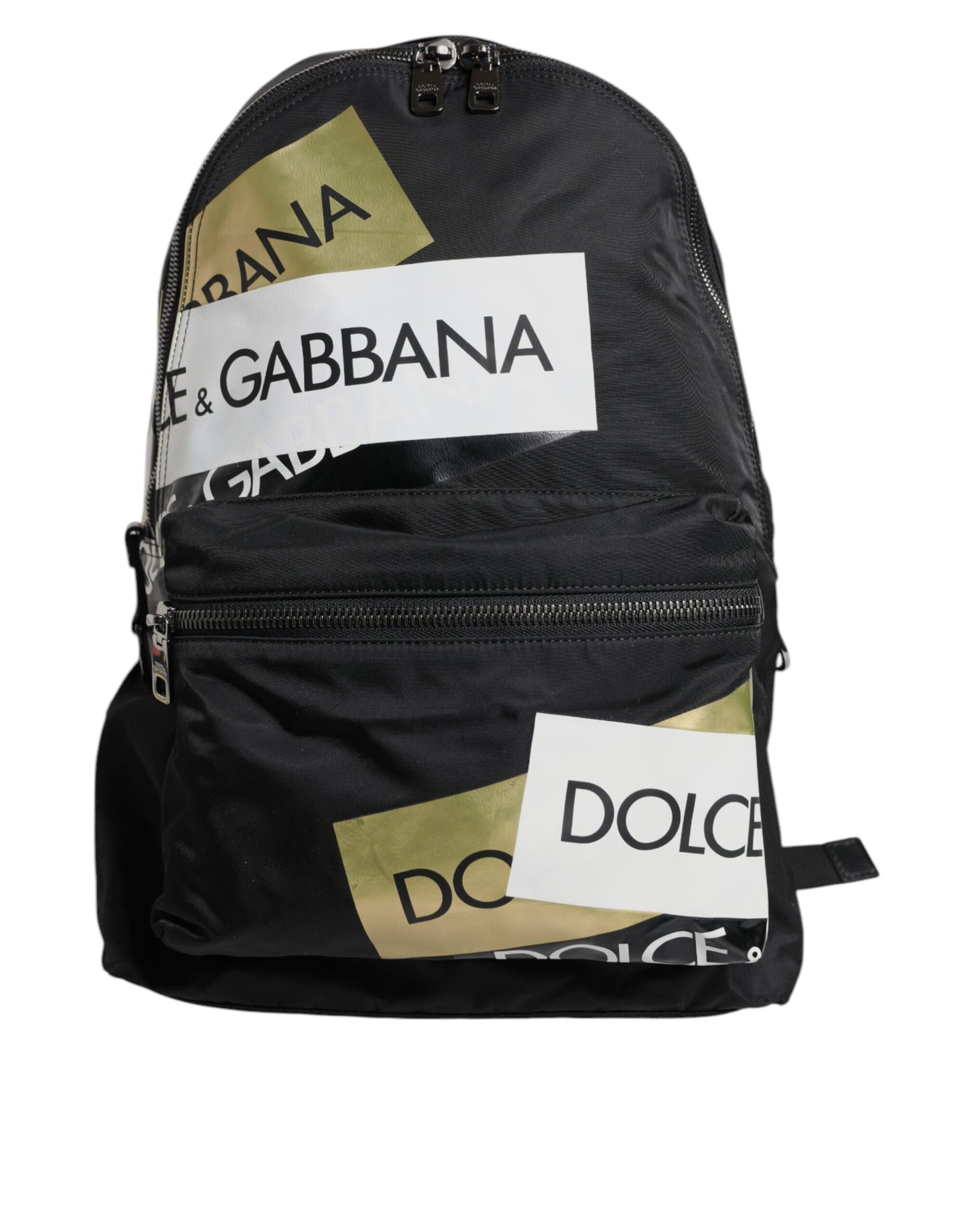 Black Logo Tape Polyamide School Travel Backpack Men Bag