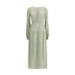 Silk long Dress with foliage print