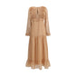 Silk long Dress with rouches