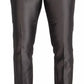 Gray Silk Metallic Men Dress Trouser Pants