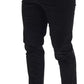 Black Stretch Cotton Slim Trousers Chino Pants