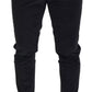 Black Stretch Cotton Slim Trousers Chino Pants