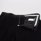 Black Stretch Cotton Slim Trousers Chino Pants