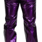 Purple Metallic Nylon Straight Trouser Pants