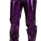 Purple Metallic Nylon Straight Trouser Pants
