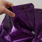 Purple Metallic Nylon Straight Trouser Pants