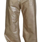 Metallic Gold Polyester StraightTrouser Pants