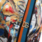 Multicolor Marble Print Satin Trouser Pants