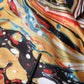 Multicolor Marble Print Satin Trouser Pants