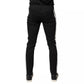 Black Tattered White Lining Skinny Denim Jeans