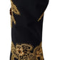 Black Gold Embroidery Crystal Boots Shoes