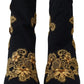 Black Gold Embroidery Crystal Boots Shoes
