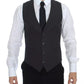 Gray Striped Formal Dress Gilet Vest