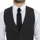 Gray Striped Formal Dress Gilet Vest