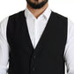 Black Wool Men Formal Waistcoat Vest