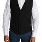 Black Wool Men Formal Waistcoat Vest