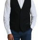 Black Wool Men Formal Waistcoat Vest