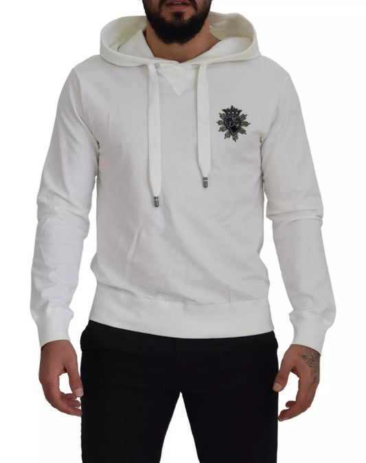 White Cotton Hooded Sweatshirt Sweater