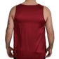 Red Round Neck Sleeveless Silk T-shirt