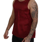Red Round Neck Sleeveless Silk T-shirt