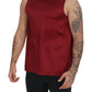 Red Round Neck Sleeveless Silk T-shirt