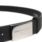Black Leather Classic Metal Logo Buckle Belt