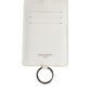 White Calf Leather Lanyard Logo Card Holder Men Wallet