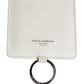 White Calf Leather Lanyard Logo Card Holder Men Wallet