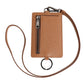 Dark Brown Leather Lanyard Logo Card Holder Men Wallet