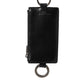 Black Leather Logo Embossed Lanyard Card Holde Wallet