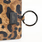 Leopard Print Leather Embossed Lanyard Card Holder Wallet