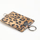 Leopard Print Leather Embossed Lanyard Card Holder Wallet