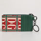 Green Calf Leather Logo Print Monogram Card Holder Wallet
