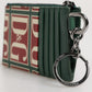 Green Calf Leather Logo Print Monogram Card Holder Wallet