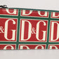 Green Calf Leather Logo Print Monogram Card Holder Wallet