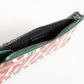 Green Calf Leather Logo Print Monogram Card Holder Wallet
