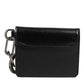 Wallet Black Leather Logo Embossed Key Chain Card Holder Wallet