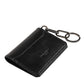 Black Leather Logo Embossed Key Chain Card Holder Wallet