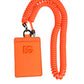 Orange Leather Logo Embossed Lanyard Card Holder Wallet