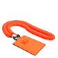 Orange Leather Logo Embossed Lanyard Card Holder Wallet