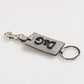 Gray Leather Logo Metal Ring Keychain Holder Men Keyring