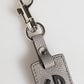 Gray Leather Logo Metal Ring Keychain Holder Men Keyring