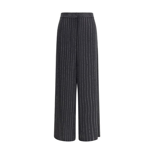 Wide-leg silk Pants with strass